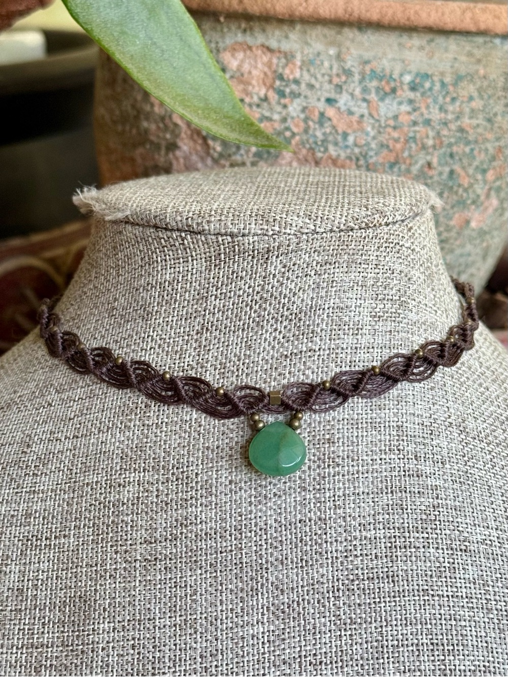 Boho Micro Macrame Aventurine Choker